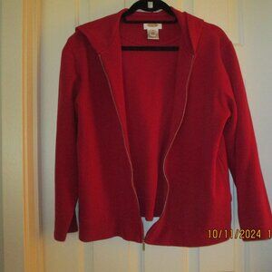 Women's Talbots Red zip front hooded sweater